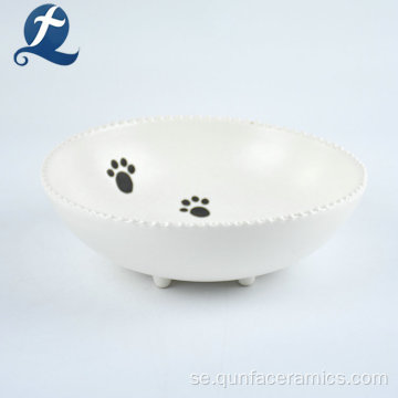 Rund Safe Foot Pattern Print Keramisk Pet Bowl